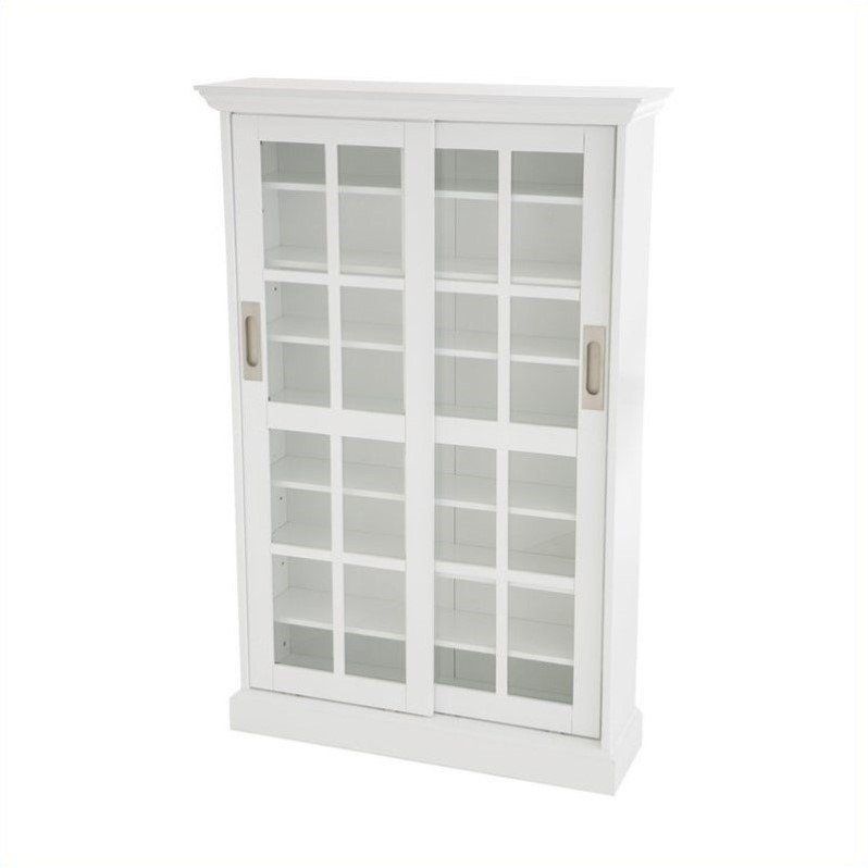 Southern Enterprises Emerson 49 Sliding Door Media Cabinet In White