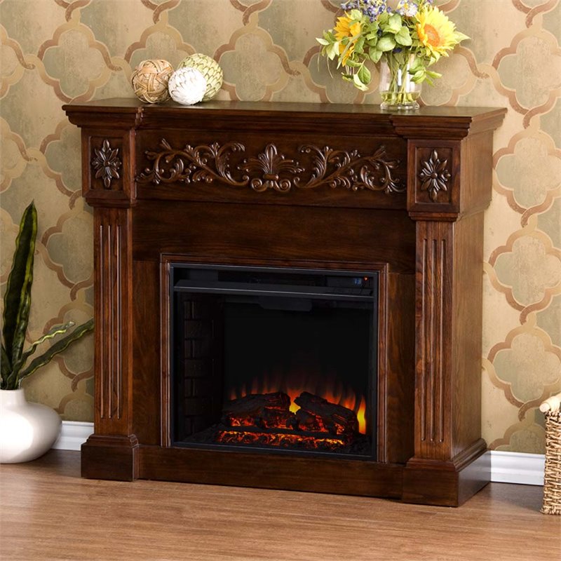 Southern Enterprises Calvert Carved Electric Fireplace In Espresso Southern Enterprises Calvert Carved Electric Fireplace In Espresso Fe9278