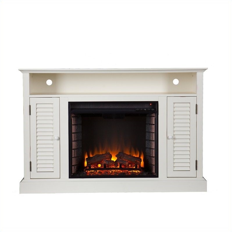 Southern Enterprises Savannah Media Electric Fireplace In Antique Southern Enterprises Savannah Media Electric Fireplace In Antique White