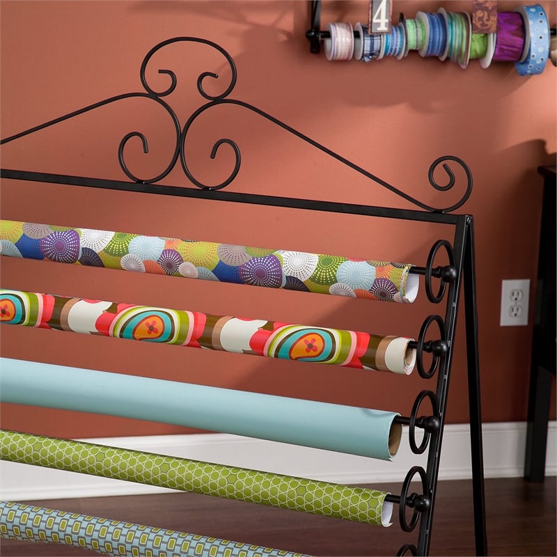 SEI Furniture Evelyn Easel-Wall Mount Craft Storage Rack in Black