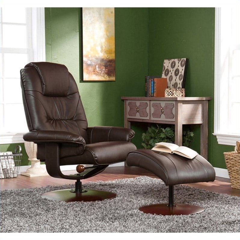 Southern Enterprises Recliner and Ottoman in Brown   UP4973RC