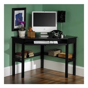 SEI Furniture Alexander Corner Computer Desk in Painted Black