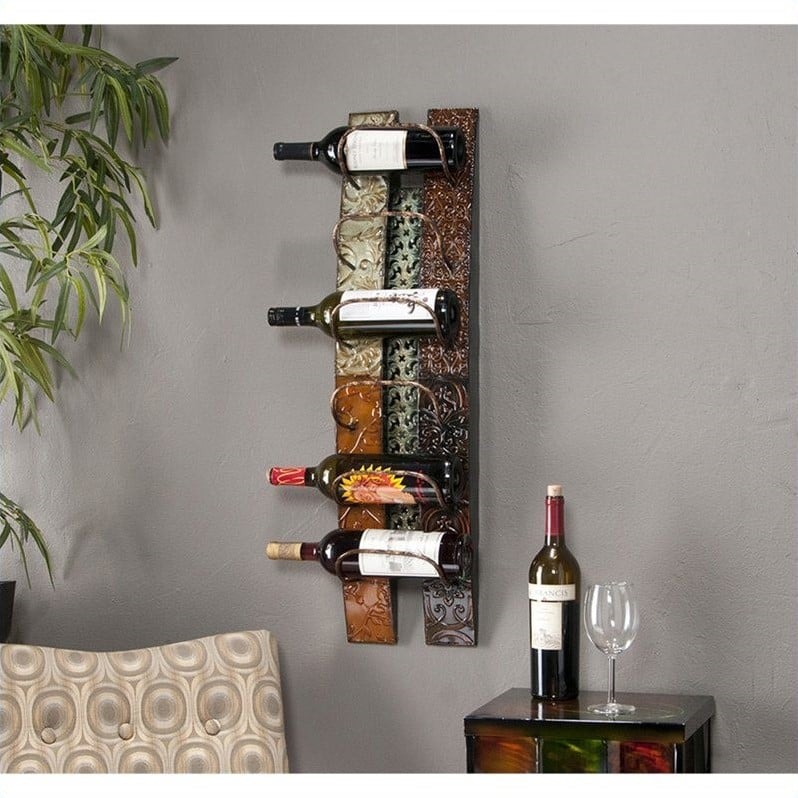 SEI Furniture Adriano Wall Mount Wine Storage in earth tones