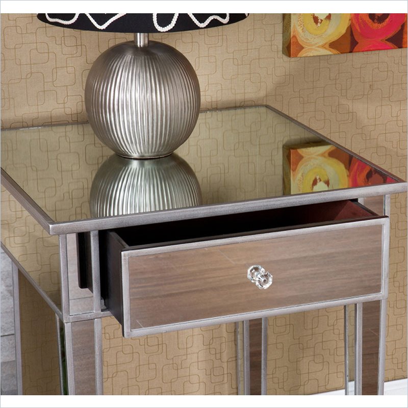 Holly & Martin Montrose Painted Silver Wood Trim Mirrored Accent Table