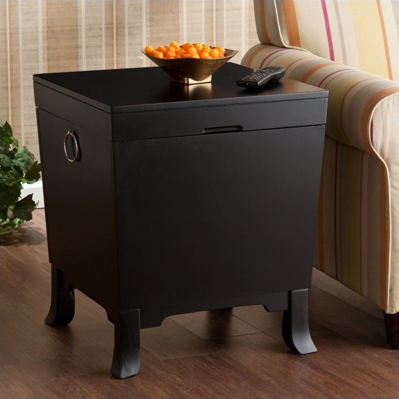 Southern Enterprises Hayden End Table Trunk in Black Finish CK3225