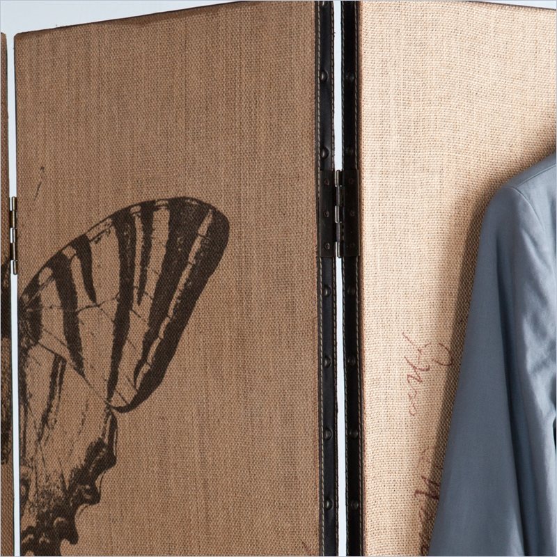 Vintage Butterfly Room Divider with Black Frame GA0735