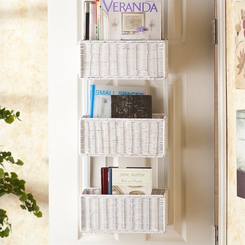 Southern Enterprises Over The Door Basket Storage In White Finish