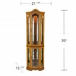 SEI Furniture Riley Lighted Corner Curio Cabinet in Golden Oak