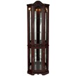 SEI Furniture Mahogany Lighted Corner Curio Cabinet