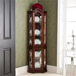 SEI Furniture Mahogany Lighted Corner Curio Cabinet