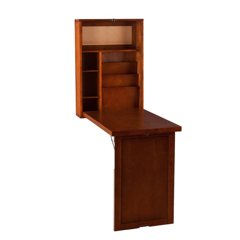 SEI Furniture Leo Folding Wood Desk in Walnut Cymax Business