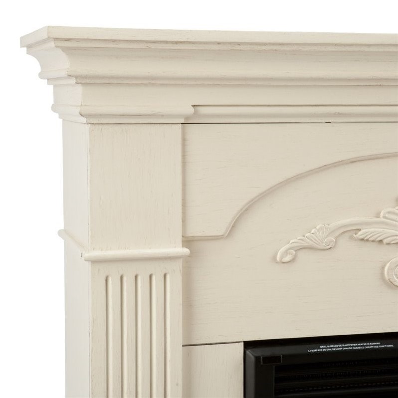SEI Furniture Salerno Electric Fireplace in Ivory