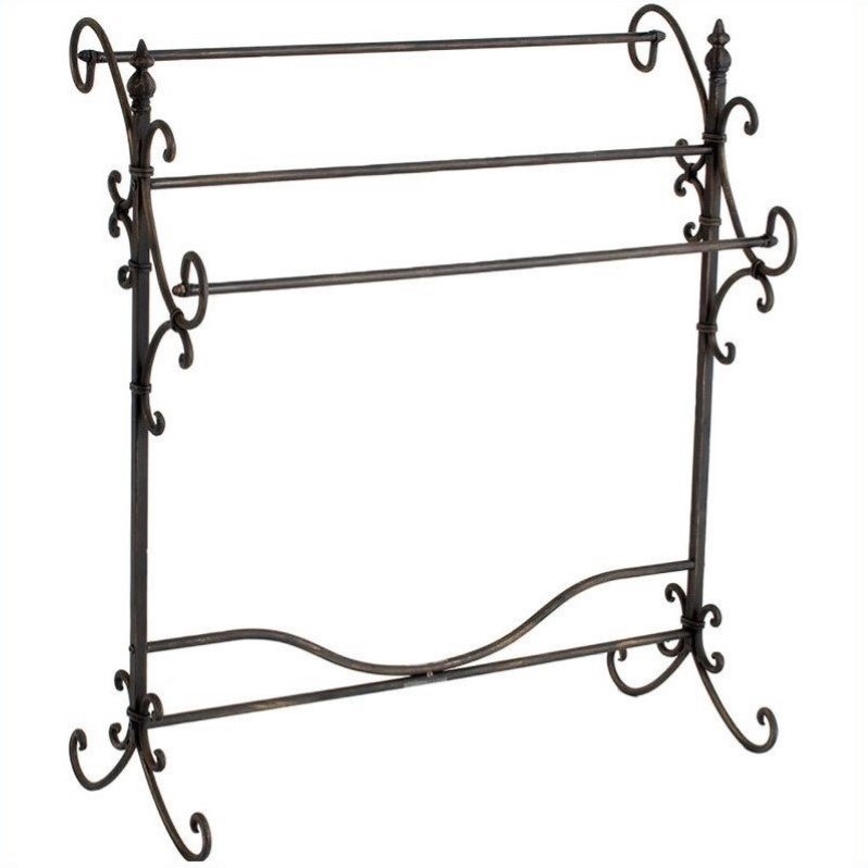 SEI Furniture Bolton Iron Blanket Rack in Black with Bronze Rubthrough