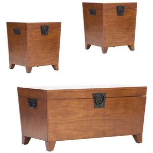 SEI Furniture Dorset 3 Piece Wood Trunk Table Collection in Oak