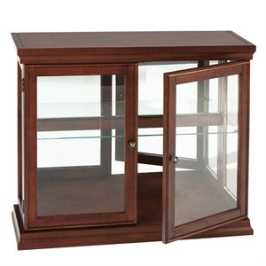 sei furniture mahogany curio console table with glass doors