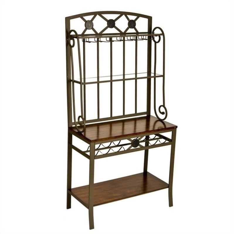 Southern Enterprises Decorative Bakers Rack with Wine ...