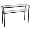 SEI Furniture Console Table with Glass Top in Black w/ silver distressing