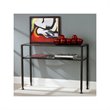 SEI Furniture Console Table with Glass Top in Black w/ silver distressing