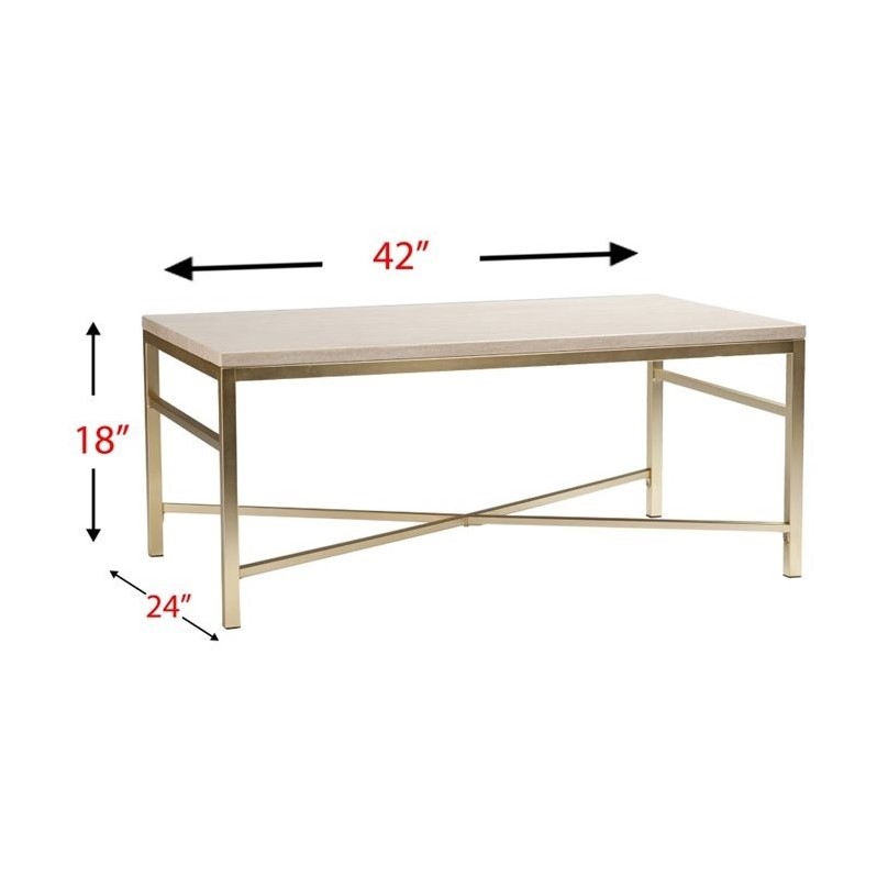 SEI Furniture Orinda Metal Coffee Table in Travertine