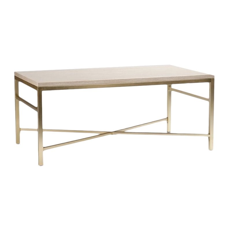 SEI Furniture Orinda Metal Coffee Table in Travertine