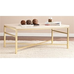 SEI Furniture Orinda Metal Coffee Table in Travertine