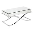 Southern Enterprises Ava Mirrored Metal Coffee Table in Silver