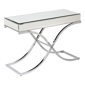 Southern Enterprises Ava Mirrored Metal Console Table in Silver