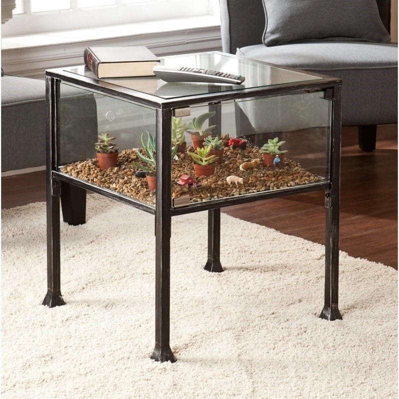 Sei Furniture Terrarium Glass Display, Glass Display End Table