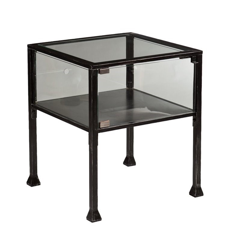 SEI Furniture Terrarium Glass Display End Table in Black