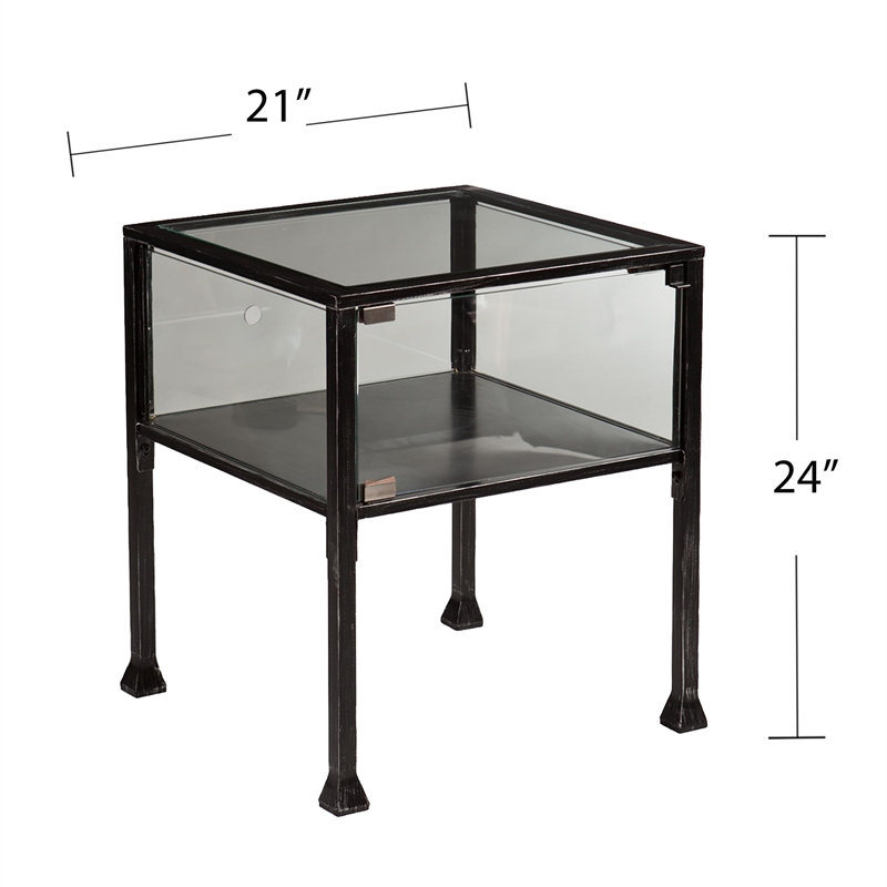 SEI Furniture Terrarium Glass Display End Table in Black