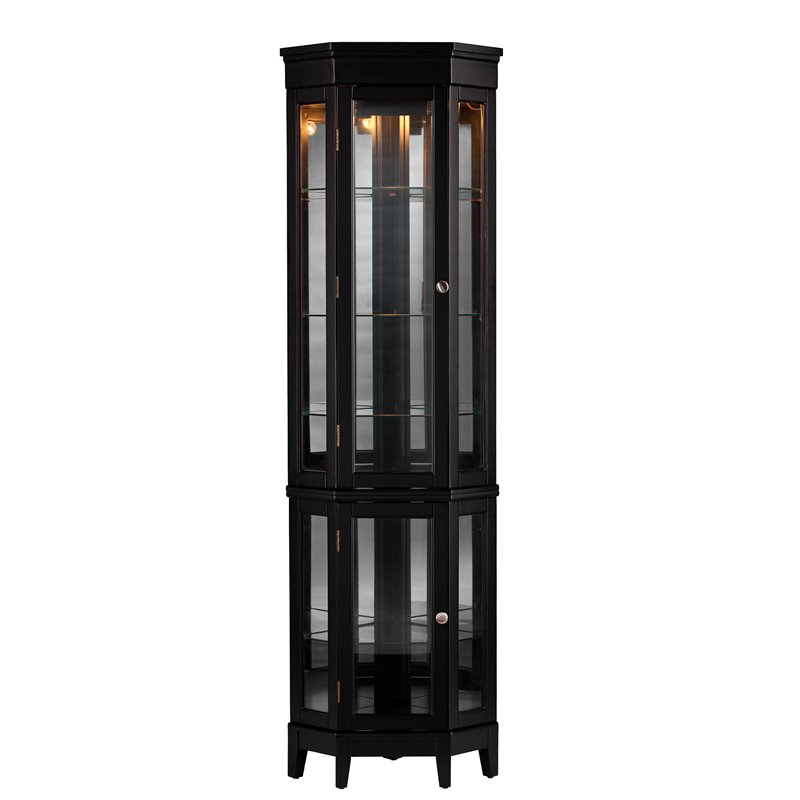 SEI Furniture Essex Corner Curio in Black