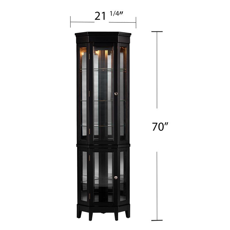 SEI Furniture Essex Corner Curio in Black