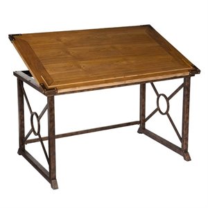 sei furniture knightley tilt-top drafting table in oak
