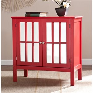 Southern Enterprises Pike Mirrored Console Table with Storage in Red