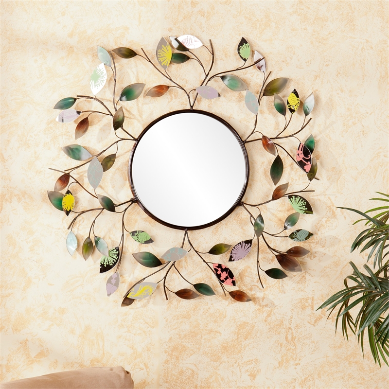 SEI Furniture Decorative Branches/Colorful Leaves Wall Mirror in Multi-Color