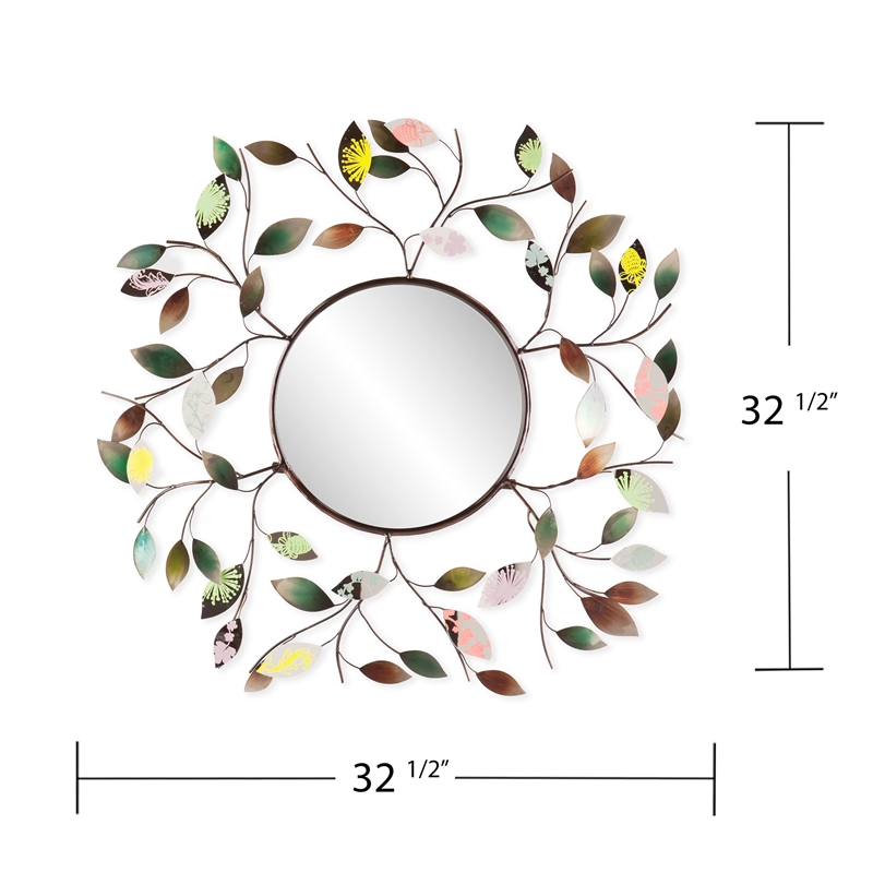 SEI Furniture Decorative Branches/Colorful Leaves Wall Mirror in Multi-Color