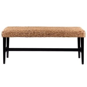 sei furniture water hyacinth bench in black and natural