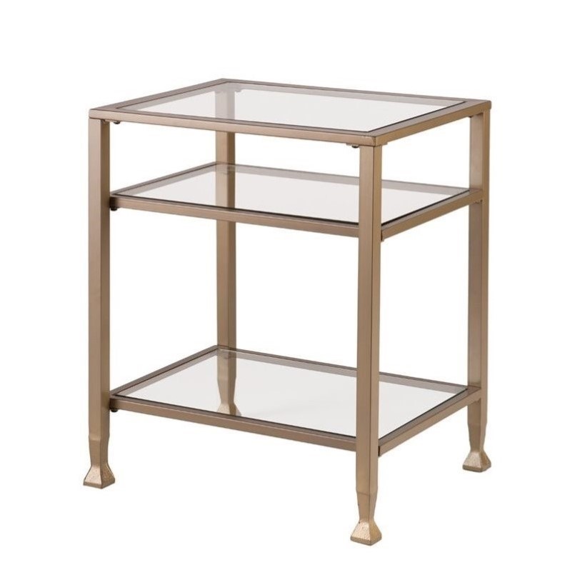 Southern Enterprises MetalGlass End Table in Matte Gold CK3772