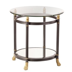sei furniture allesandro round glass end table in gold