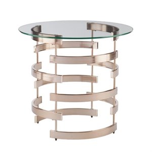 sei furniture belmar round end table in champagne