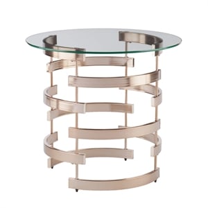 SEI Furniture Belmar Round End Table in Champagne