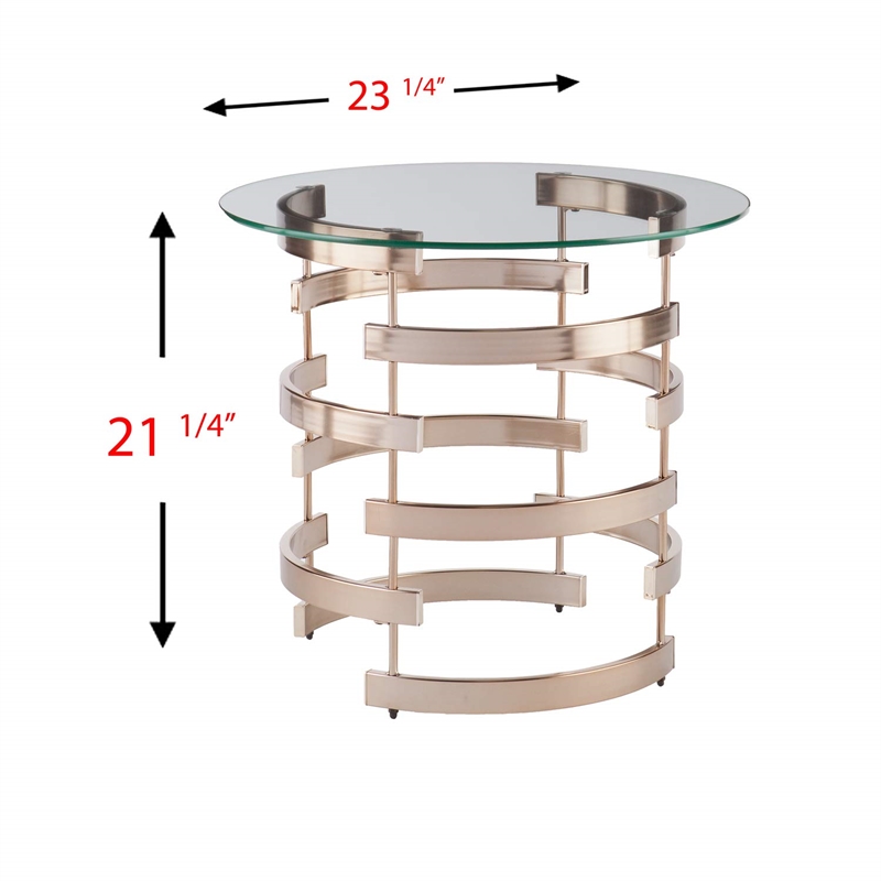 SEI Furniture Belmar Round End Table in Champagne