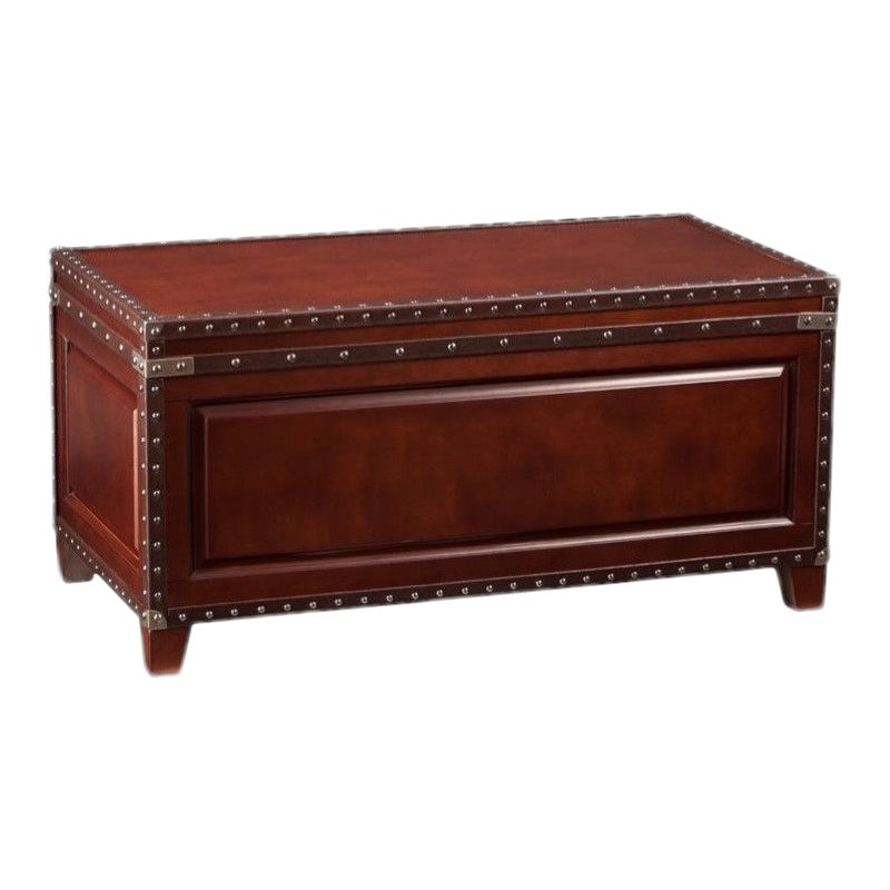 SEI Furniture Amherst Trunk Coffee Table in Dark Cherry