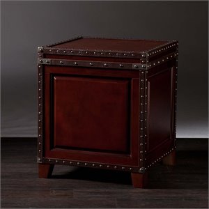 SEI Furniture Amherst Storage Trunk End Table in Dark Cherry