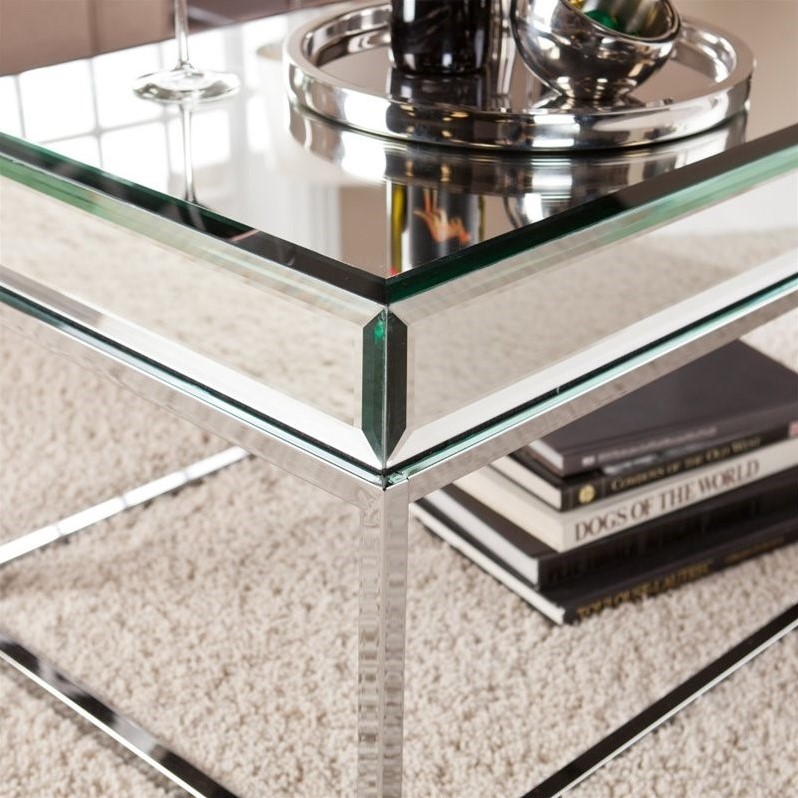 Southern Enterprises Dana Mirrored Coffee Table In Chrome Southern Enterprises Dana Mirrored Coffee Table In Chrome