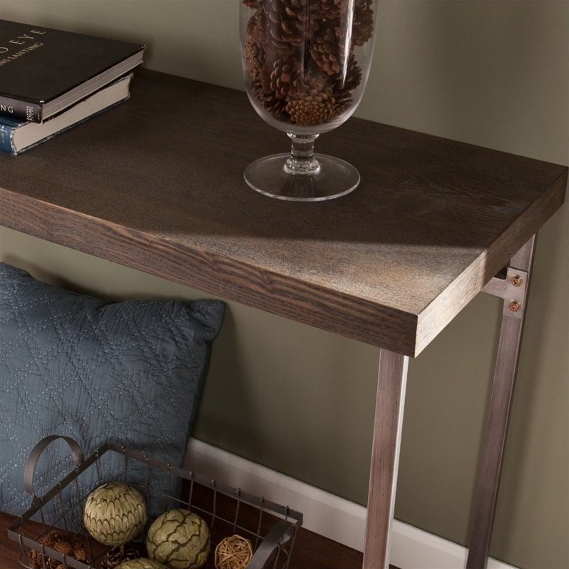 SEI Furniture Nolan Console Table in Weathered Burnt Oak