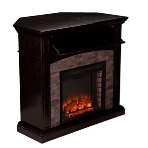 grantham corner electric fireplace tv stand in ebony