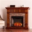 SEI Furniture Merrimack Faux Stone Electric Fireplace in Oak