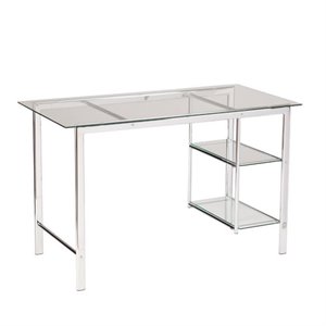 sei furniture oslo contemporary smoky glass top desk
