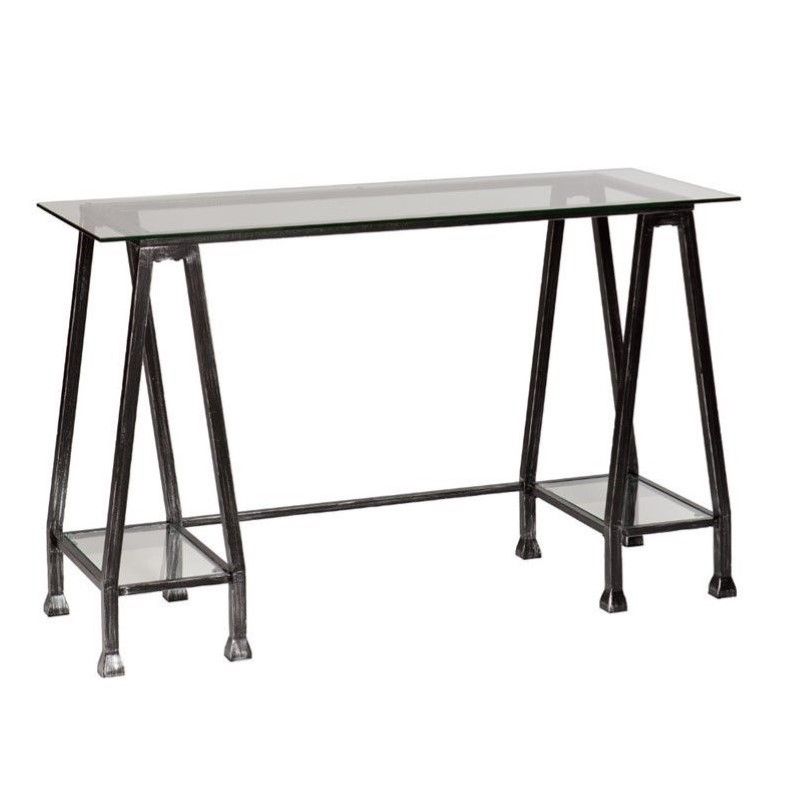 Southern Enterprises Metal Glass A Frame Desk In Black And Silver Southern Enterprises Metal Glass A Frame Desk In Black And Silver